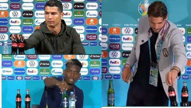 Tiếp sau hành động của Ronaldo, một số ngôi sao khác "học hỏi" ngôi sao người Bồ khi dẹp sản phẩm của các nhà tài trợ trong buổi họp báo